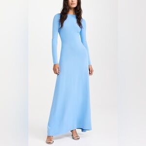 New Solid and Striped Dora Dress Ice Blue Maxi Long Sleeve